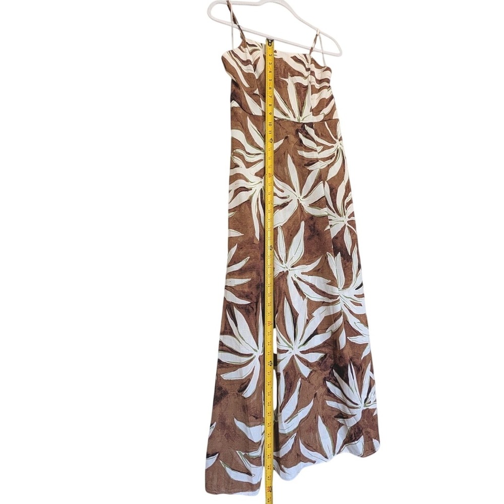 Rachel Zoe Brown White Tropical Palm Print Maxi Dress Small